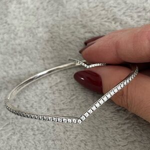 Pandora timeless silver cz wishbone bangle and ring set